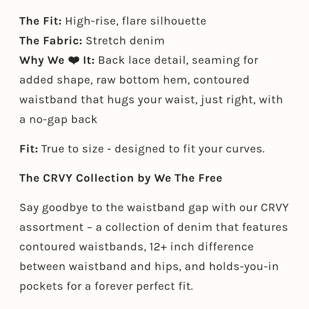 Free People We The Free Curvy Lace Back High Rise Flare Jean With Raw Hem - Picture 14 of 14